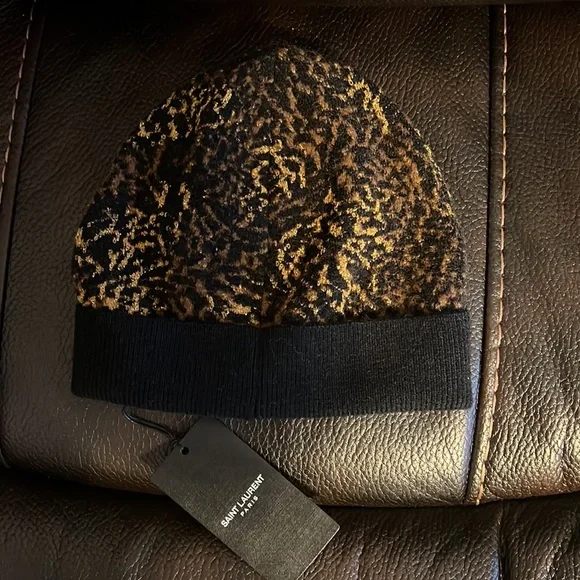 Saint Laurent unisex intarsia beanie hat NWT
